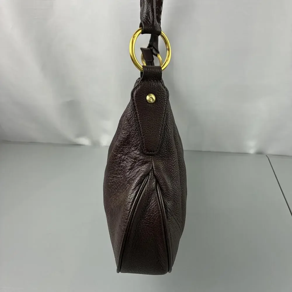 Wilson's Leather Chocolate Brown Handbag Hobo Style with Braided Handle